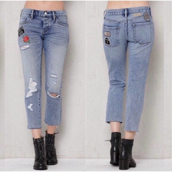 Pacsun High Rise Distressed Patch Work Girlfriend Jeans 29 - Picture 1 of 12